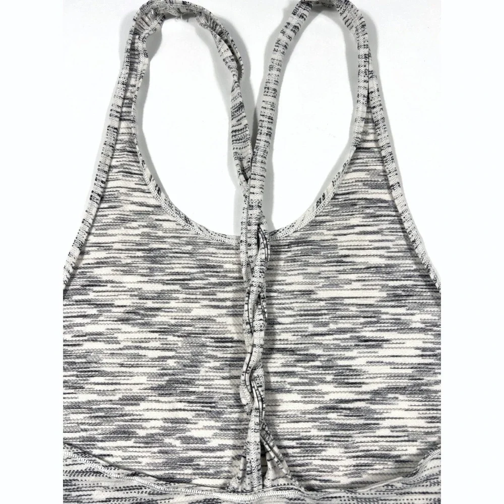 Lululemon Small Tank Top Space Dye White Black Braided Racerback Yoga Gym EUC